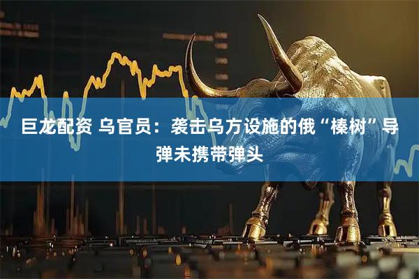 巨龙配资 乌官员：袭击乌方设施的俄“榛树”导弹未携带弹头
